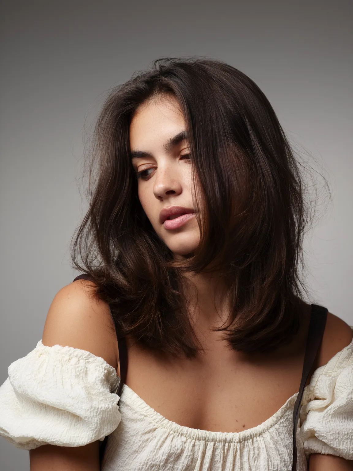 Wavy Layered Bob in Dark Chocolate Brown